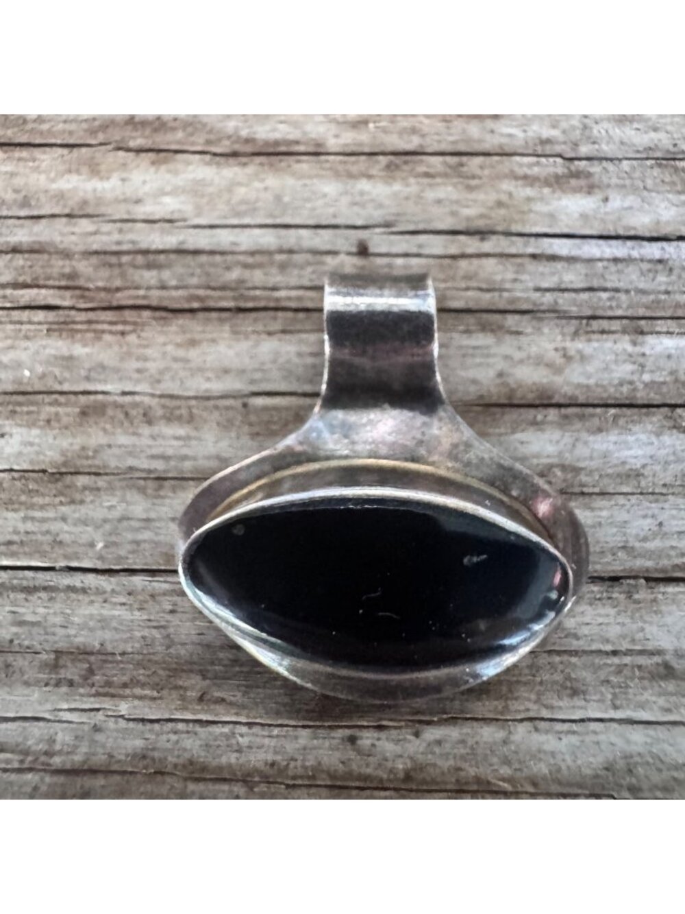 950 Silver Black Onyx Pendant Plata Southwestern Artisan Modernist 1”